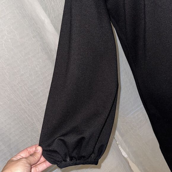 britt ryan 4 Luxury Black Knit Cowl Neck Long Sleeve Dress with Pockets - Picture 11 of 15